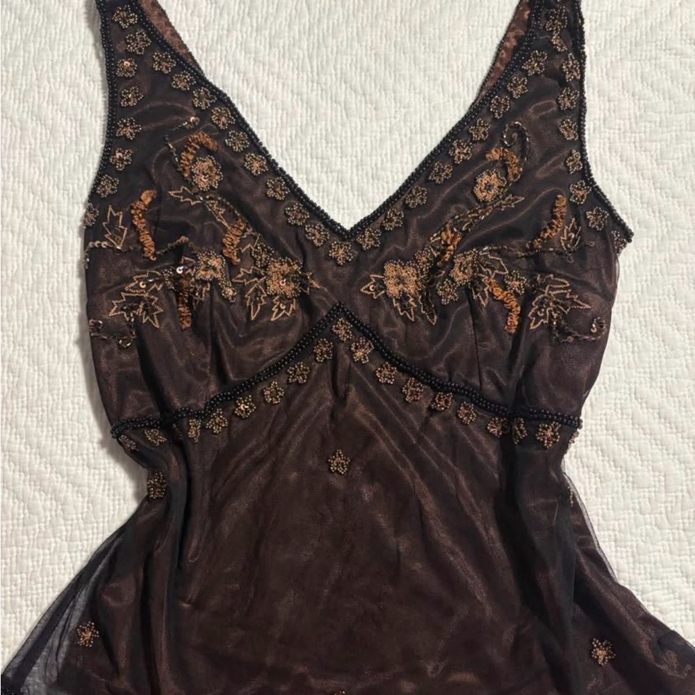 Embroidered Vintage Brown Top